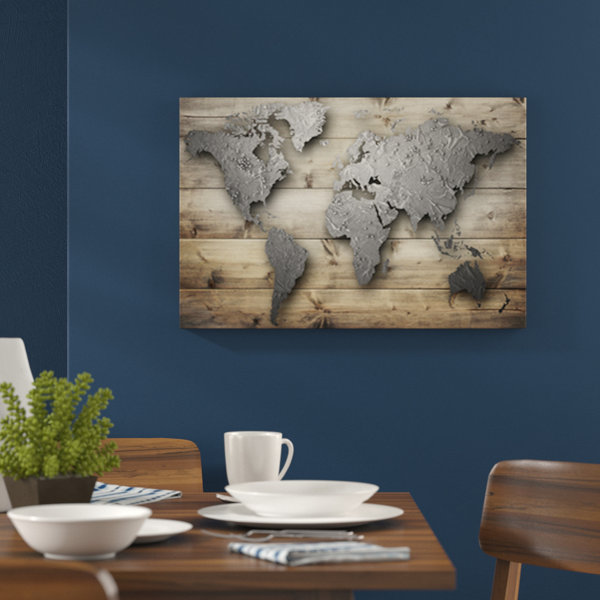 Zipcode Design Holzbild Silberne Welt & Bewertungen | Wayfair.de